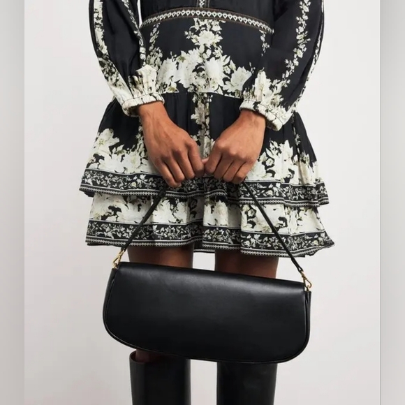 Alice + Olivia cotton valencia min Black and Cream Long Sleeve Dress - Picture 9 of 16